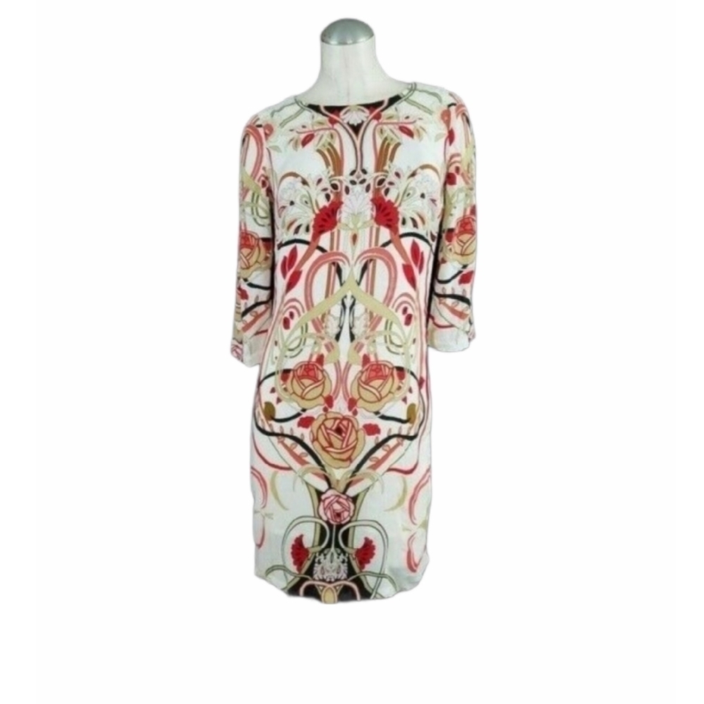 Julio Size 2 Floral Dress Off White Red